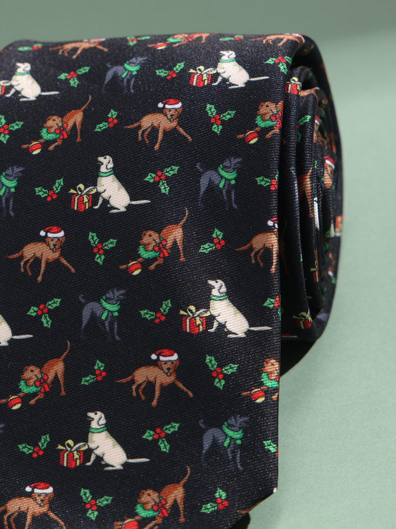 Black Dog Printed Necktie