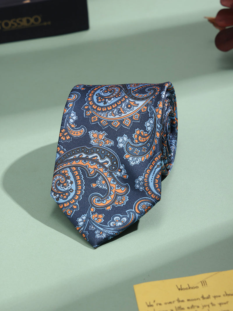 Blue Paisley Printed Necktie