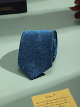 Blue Floral Woven Necktie