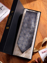 Grey Geometric Woven Necktie