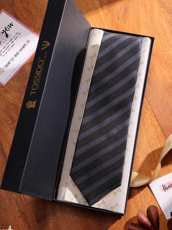 Black Stripe Woven Necktie