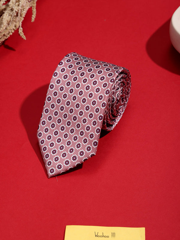 Pink Floral Printed Necktie