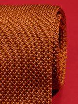 Orange Solid Knitted Necktie