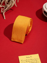 Orange Solid Knitted Necktie