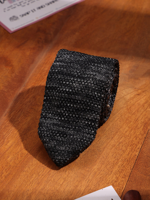 Grey Abstract Knitted Necktie