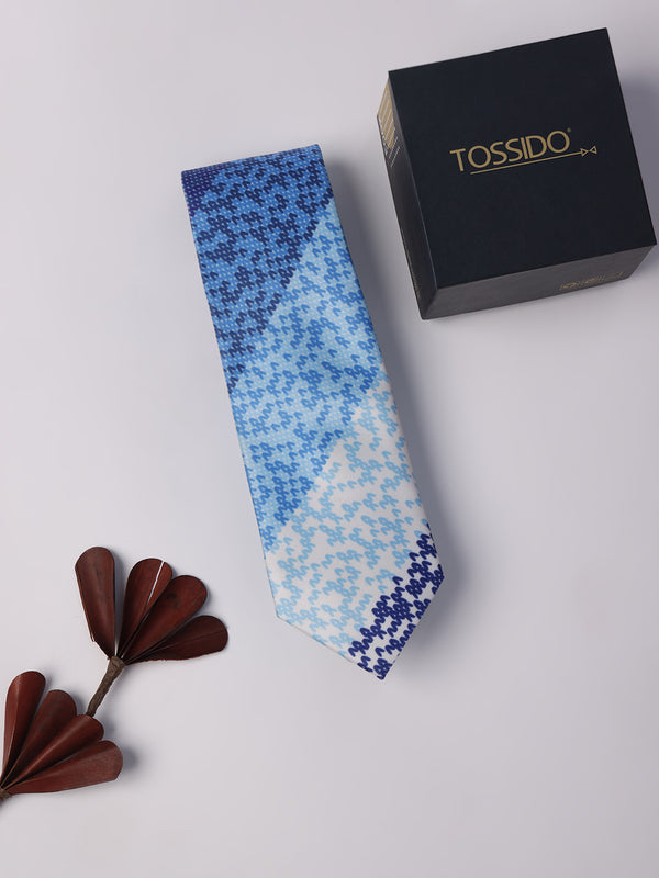 Blue Stripe Printed Necktie