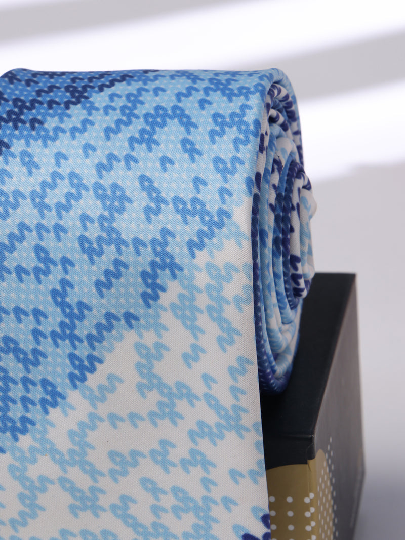 Blue Stripe Printed Necktie