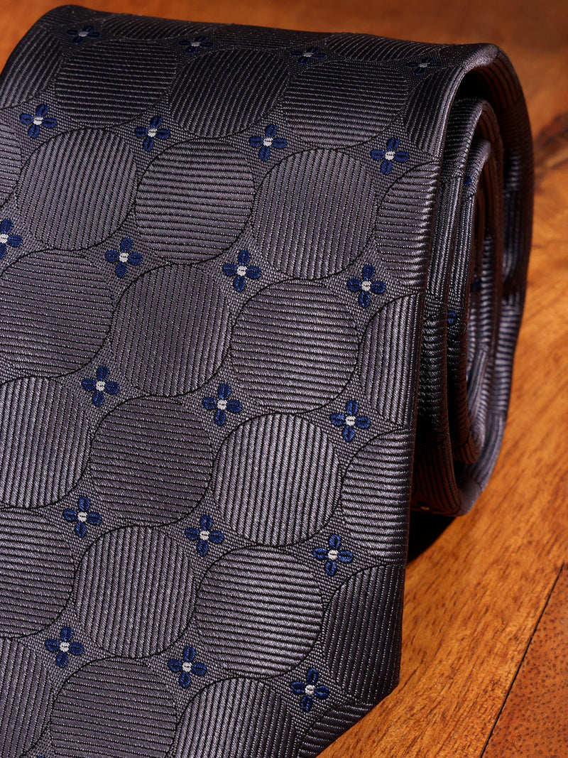 Grey Geometric Woven Necktie