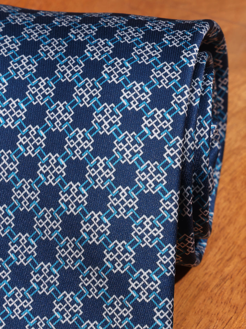 Blue Check Printed Necktie