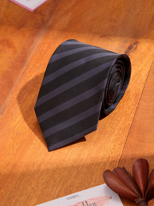 Black Stripe Woven Necktie