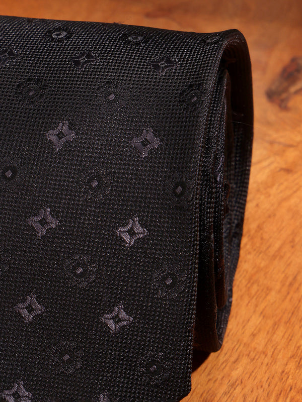 Black Geometric Woven Necktie