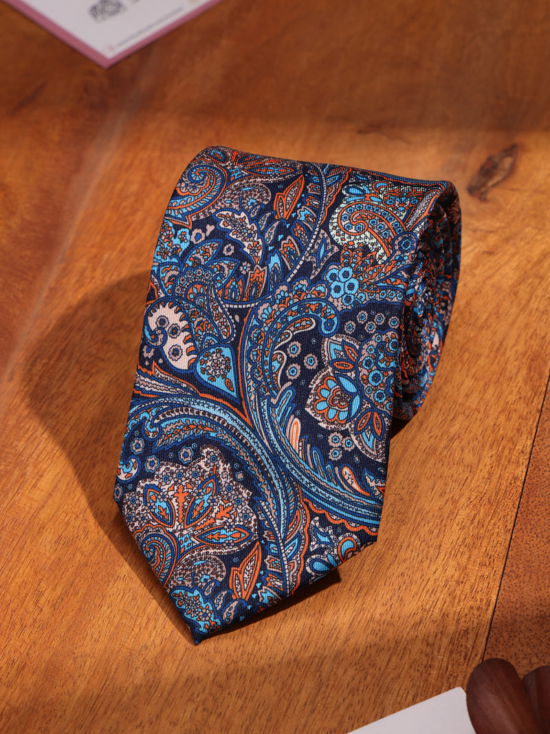 Blue Paisley Printed Necktie