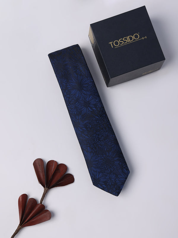Blue Floral Skinny Necktie
