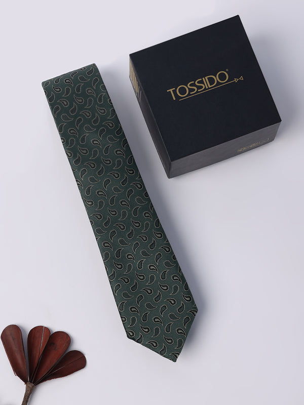 Grey Paisley Skinny Necktie