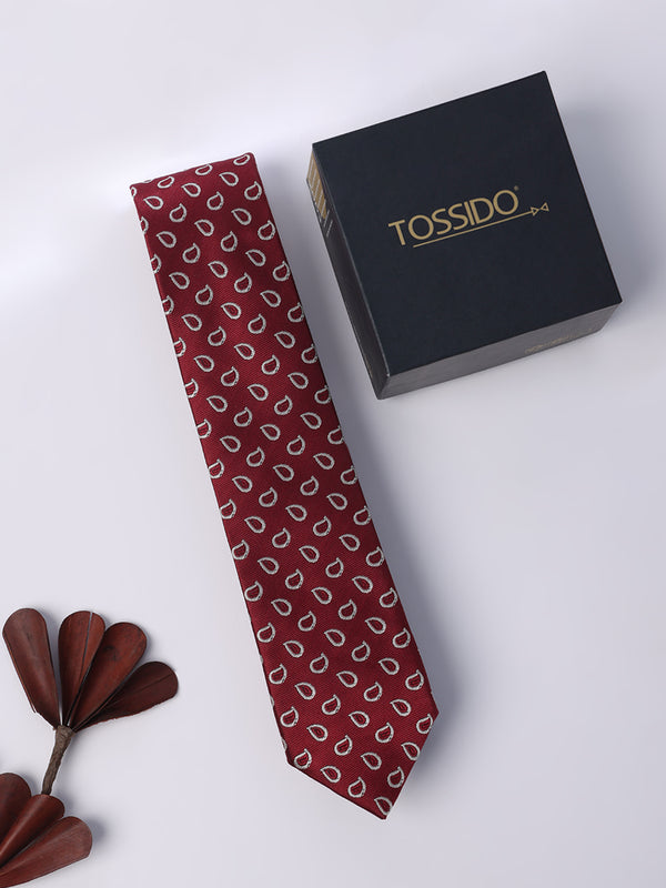 Maroon Paisley Skinny Necktie