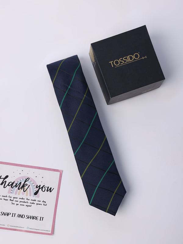 Blue Check Skinny Necktie