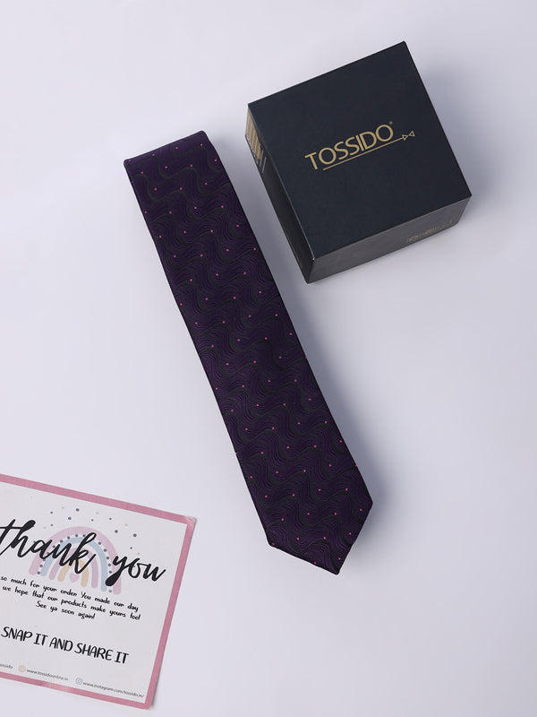 Purple Geometric Skinny Necktie
