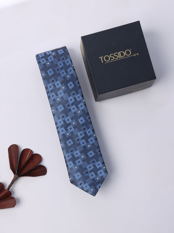 Blue Abstract Skinny Necktie