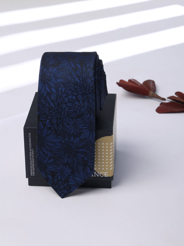 Blue Floral Skinny Necktie