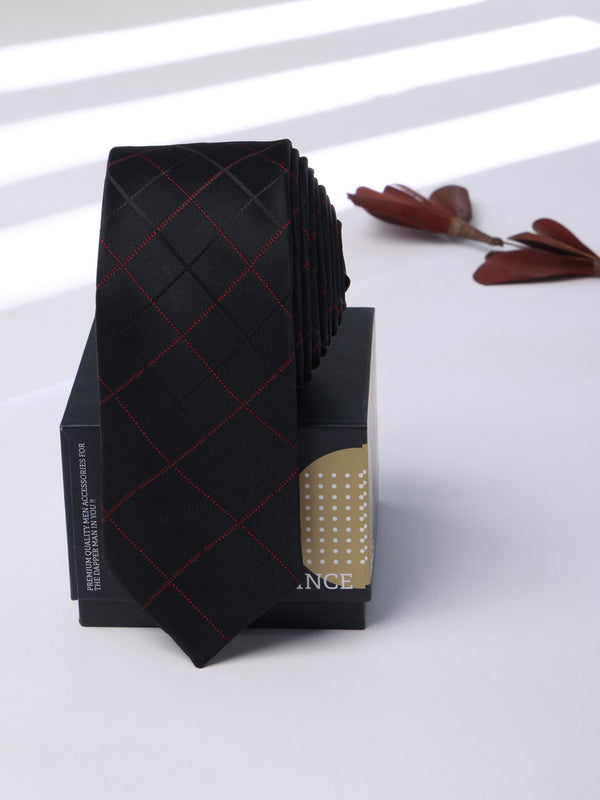 Black Check Skinny Necktie