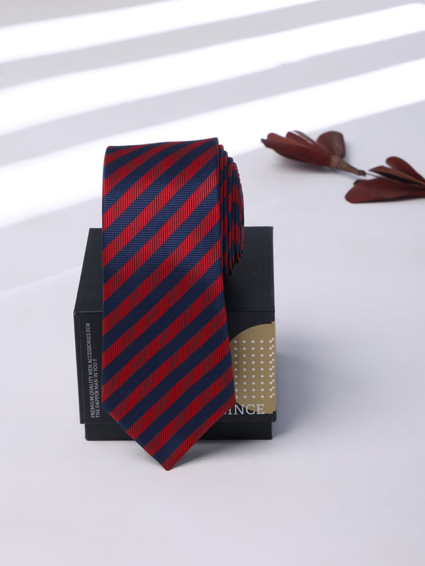 Red & Blue Stripe Skinny Necktie