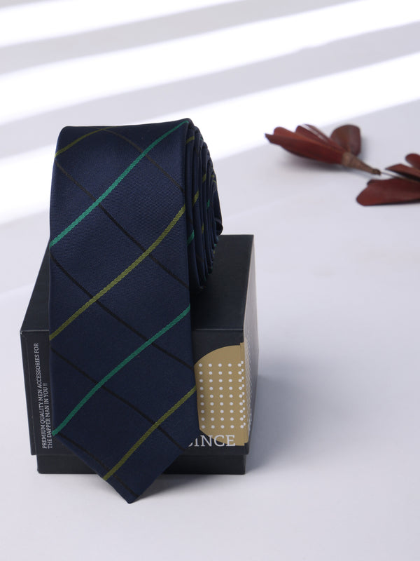 Blue Check Skinny Necktie