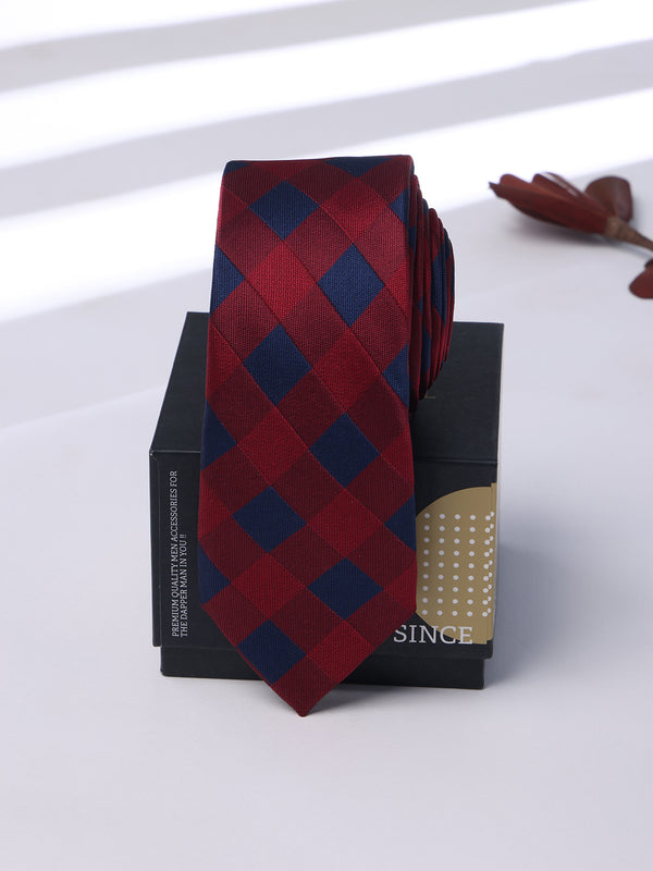 Blue & Red Check Skinny Necktie