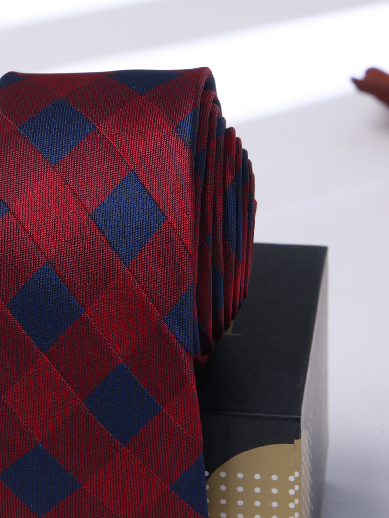 Blue & Red Check Skinny Necktie