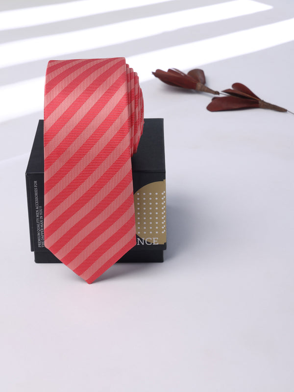 Peach Stripe Skinny Necktie