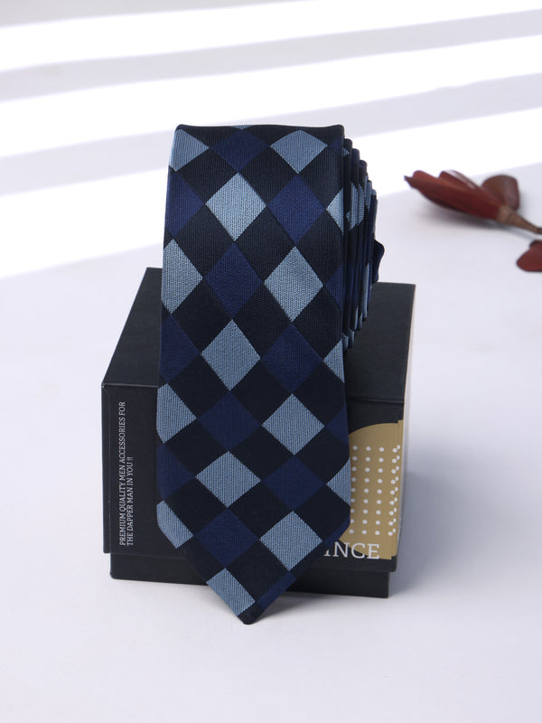 Blue Check Skinny Necktie