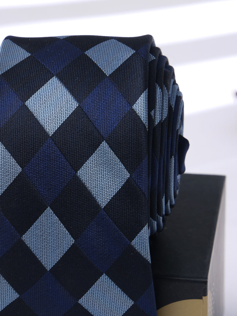 Blue Check Skinny Necktie