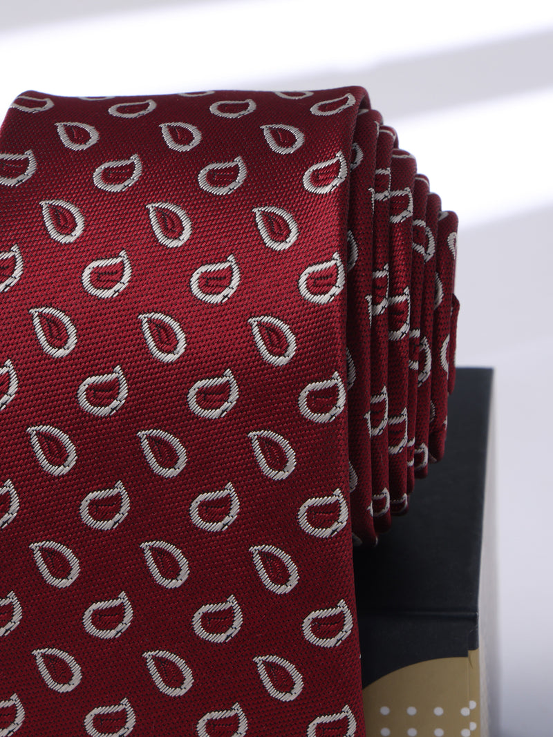 Maroon Paisley Skinny Necktie