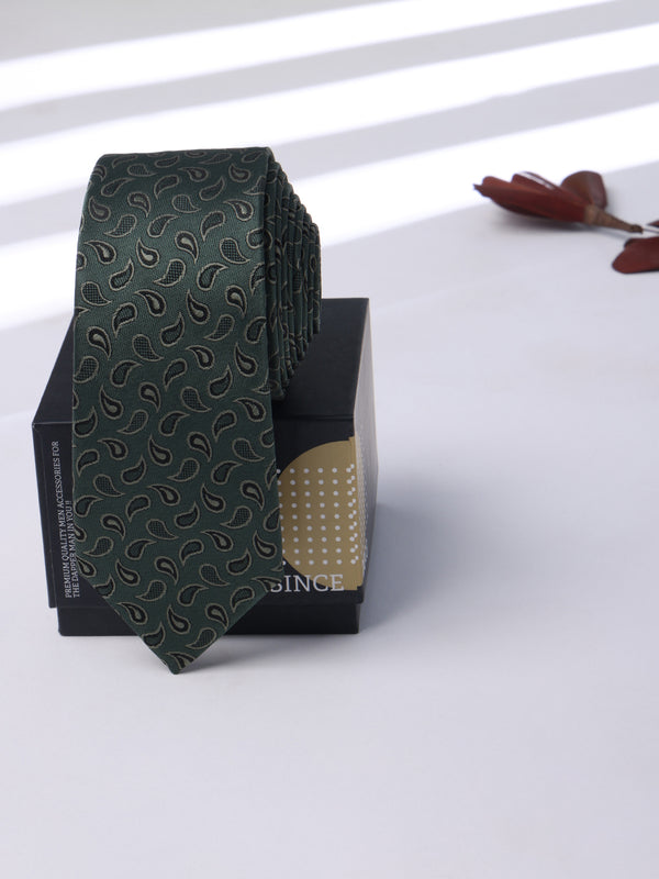 Grey Paisley Skinny Necktie