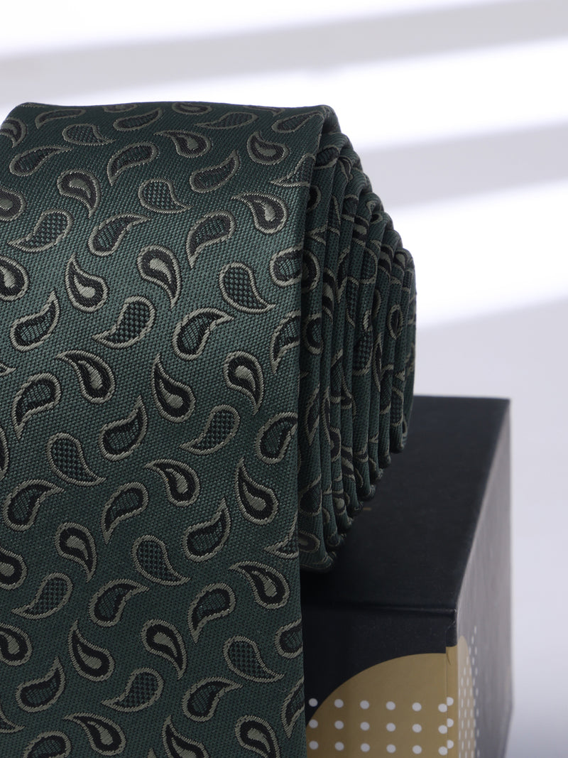 Grey Paisley Skinny Necktie
