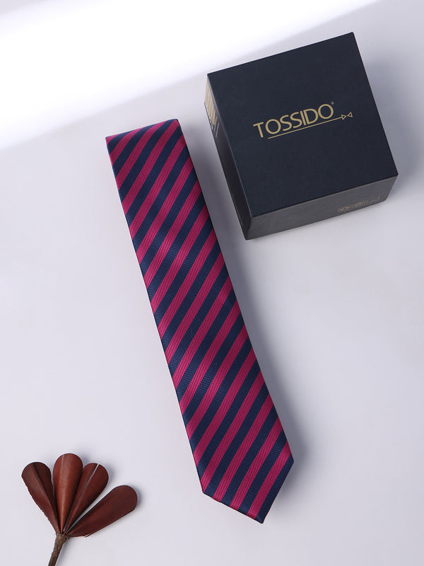 Pink & Blue Stripe Skinny Necktie