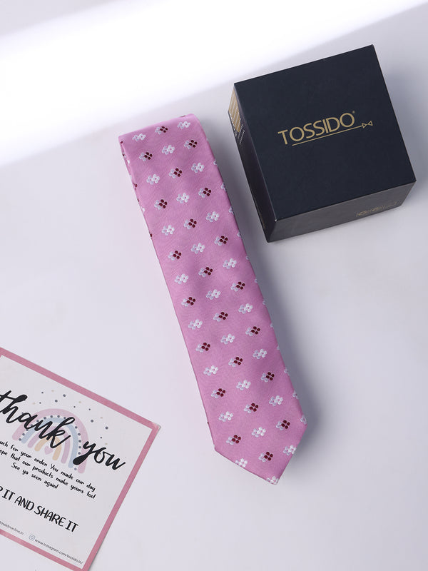 Pink Geometric Skinny Necktie