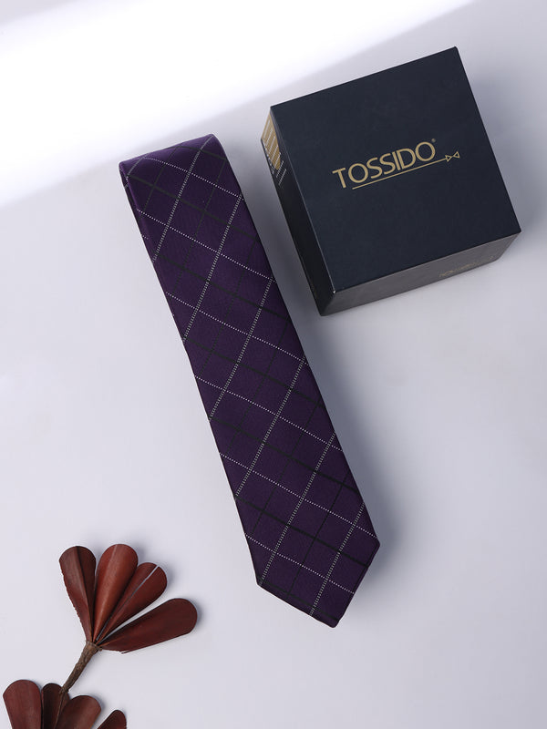 Purple Check Skinny Necktie