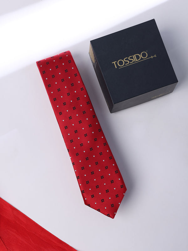 Red  Geometric Skinny Necktie