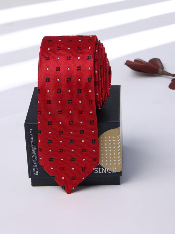Red  Geometric Skinny Necktie