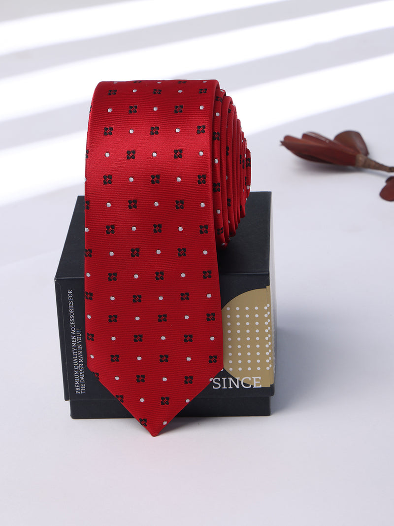 Red  Geometric Skinny Necktie