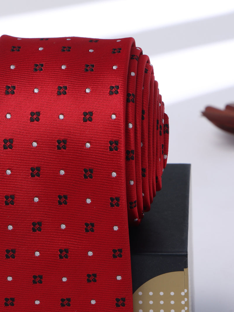 Red  Geometric Skinny Necktie
