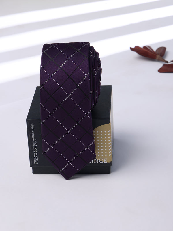 Purple Check Skinny Necktie