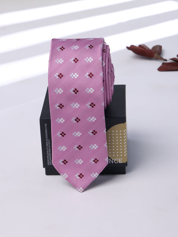 Pink Geometric Skinny Necktie
