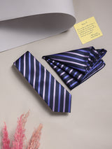 Blue Stripe Necktie & Pocket Square Giftset