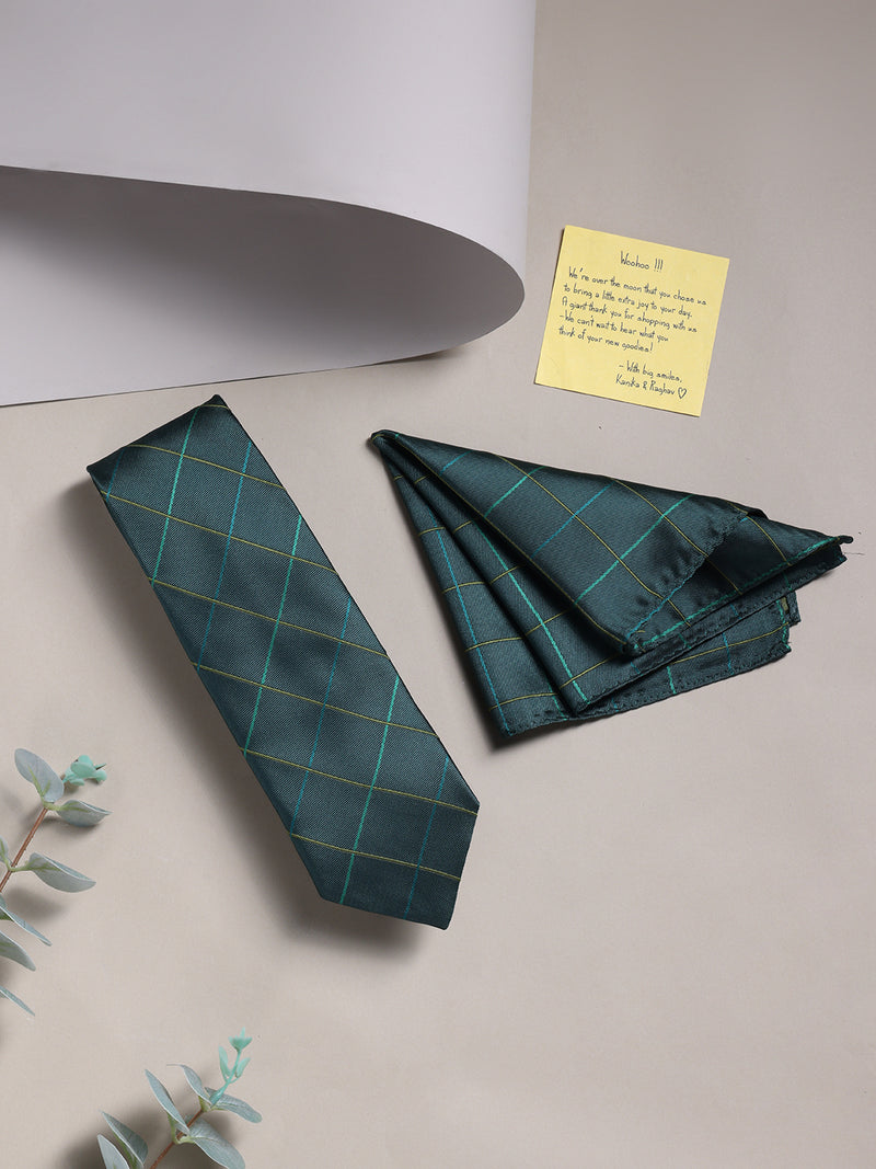 Green Check Necktie & Pocket Square Giftset
