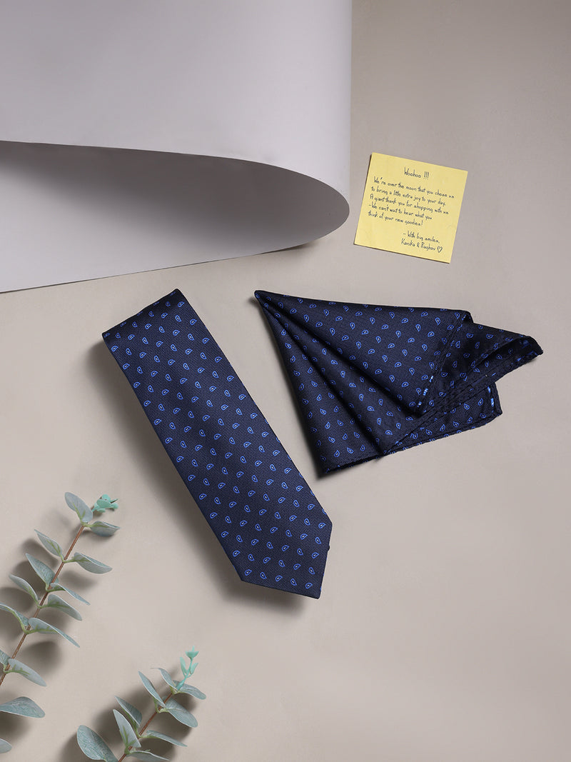 Blue Paisley Necktie & Pocket Square Giftset