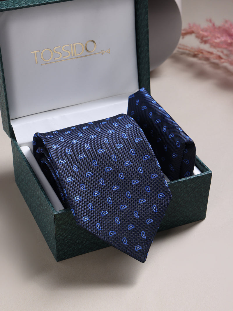 Blue Paisley Necktie & Pocket Square Giftset