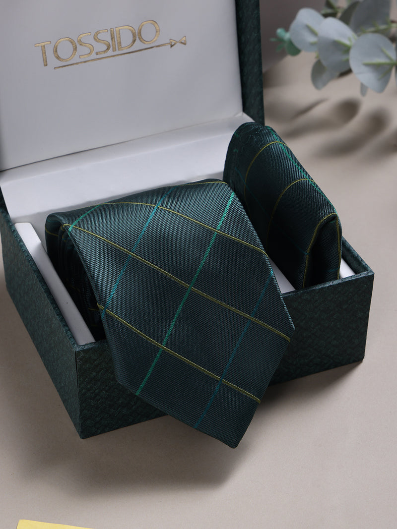 Green Check Necktie & Pocket Square Giftset