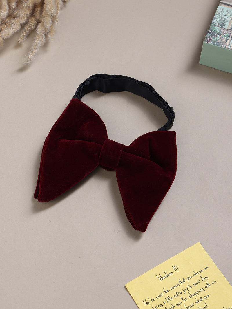 Maroon Solid Velvet Bowtie