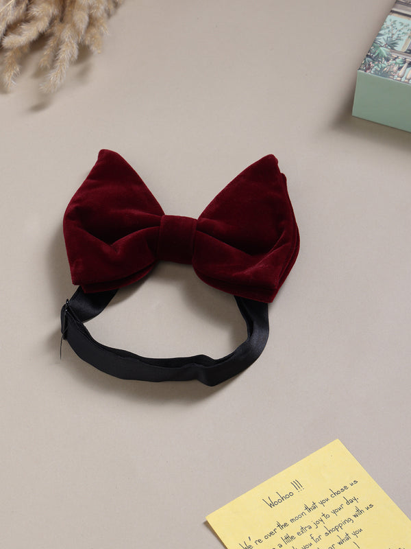 Maroon Solid Velvet Bowtie